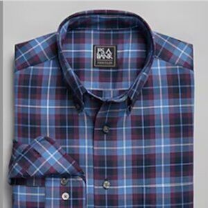 Jos. A. Bank Tailored Fit Button-Down Collar Plaid Sport shirt - Burgundy